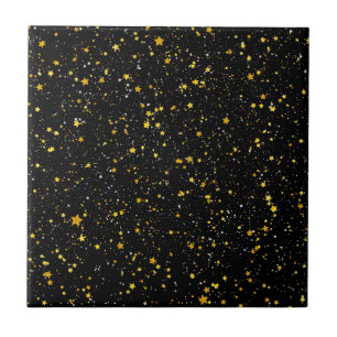 Glitter Stars3 - Gold Black Tegeltje