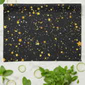 Glitter Stars3 - Gold Black Theedoek (Gevouwen)
