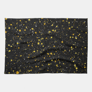 Glitter Stars3 - Gold Black Theedoek