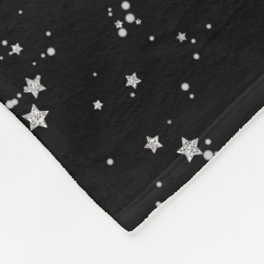 Glitter Stars4 - Zilver Fleece Deken (Hoek)