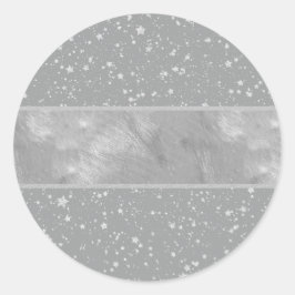 Glitter Stars4 - Zilver Ronde Sticker