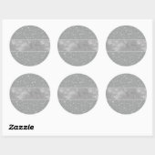 Glitter Stars4 - Zilver Ronde Sticker (Vel)