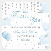Glitter Stars Baby Shower Thank You Light Blue Vierkante Sticker (Voorkant)