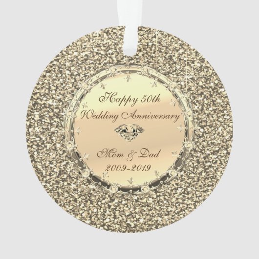 Glitter Stars Diamonds 50th Wedding Jubileum Ornament (achterkant)