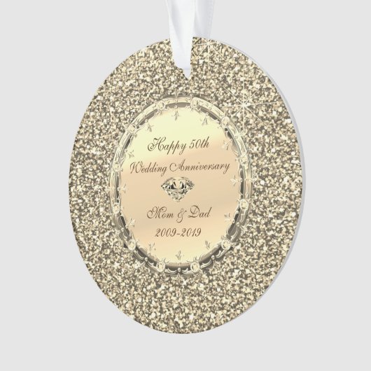 Glitter Stars Diamonds 50th Wedding Jubileum Ornament (voorkant)