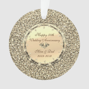 Glitter Stars Diamonds 50th Wedding Jubileum Ornament