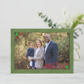 Glitter Stars en Green Framed-kerstfoto Feestdagenkaart (Staand voorkant)