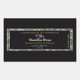 Glitter Stars-etiketten met zwarte en gouden rand Rechthoekige Sticker