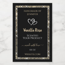 Glitter Stars-etiketten met zwarte en gouden rand