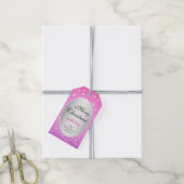 Glitter Stars Girly Pink Blush Glitter Kerstmis Cadeaulabel (Met Touw)