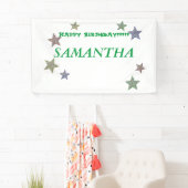 Glitter Stars Green Text Happy Birthday Banner (Insitu)
