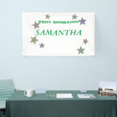 Glitter Stars Green Text Happy Birthday Banner (Beurs)
