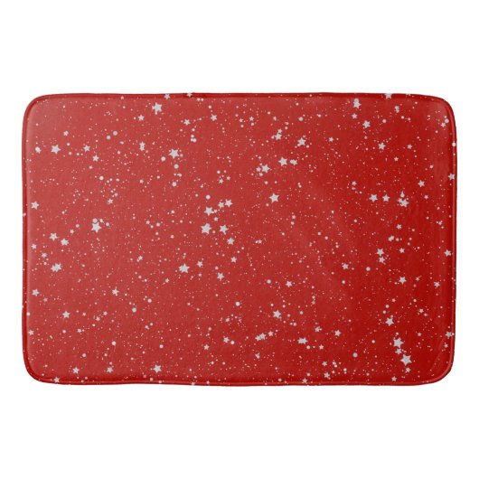 Glitter Stars - Silver Red Badmat (Voorkant)