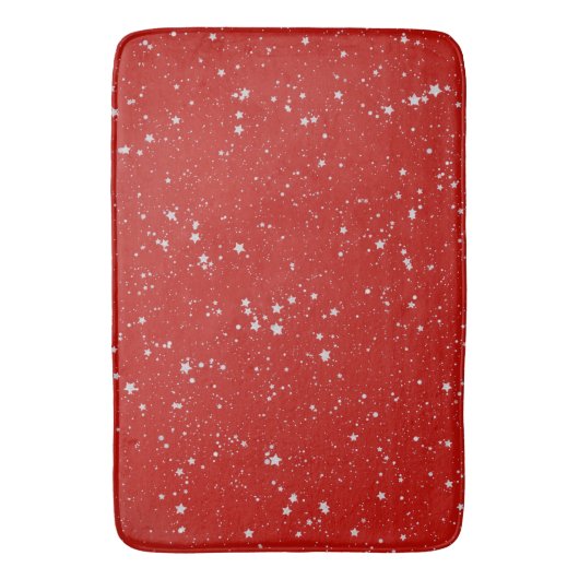 Glitter Stars - Silver Red Badmat (Voorkant Verticaal)