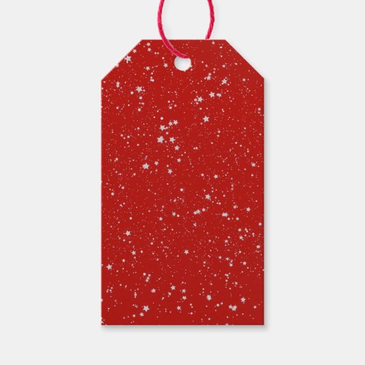 Glitter Stars - Silver Red Cadeaulabel (Voorkant)