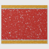 Glitter Stars - Silver Red Cadeaupapier (Vlak)