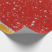 Glitter Stars - Silver Red Cadeaupapier (Hoek)