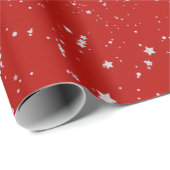 Glitter Stars - Silver Red Cadeaupapier (Rol Hoek)