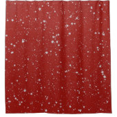 Glitter Stars - Silver Red Douchegordijn (Voorkant)