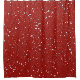 Glitter Stars - Silver Red Douchegordijn