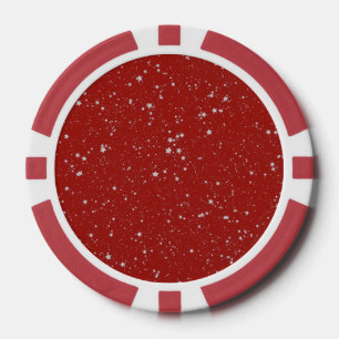 Glitter Stars - Silver Red Poker Chips