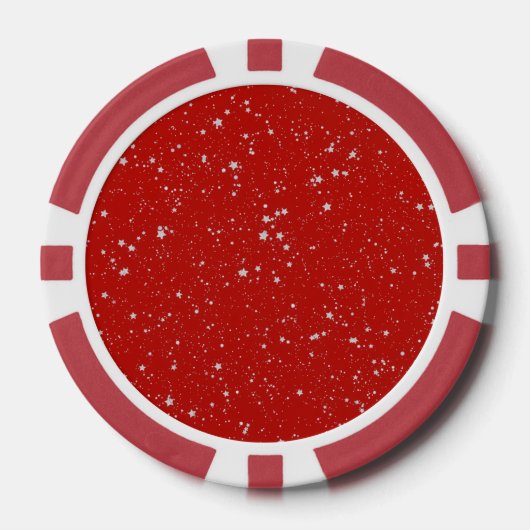 Glitter Stars - Silver Red Poker Chips (Voorkant)
