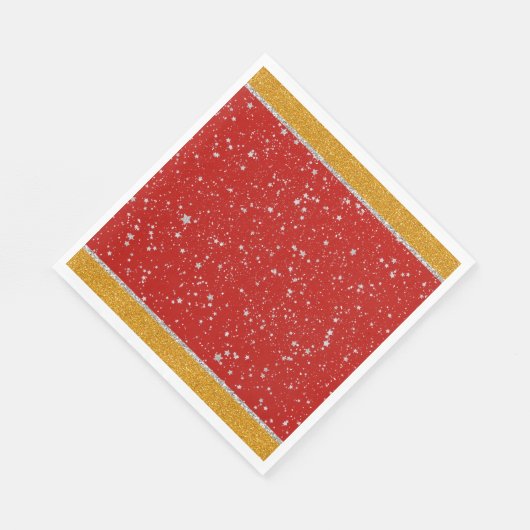 Glitter Stars - Silver Red Servetten (Hoek)