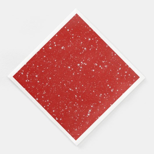 Glitter Stars - Silver Red Servetten (Hoek)