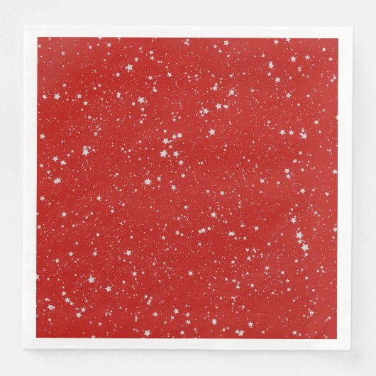 Glitter Stars - Silver Red Servetten (Voorkant)