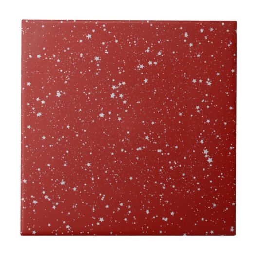 Glitter Stars - Silver Red Tegeltje (Voorkant)