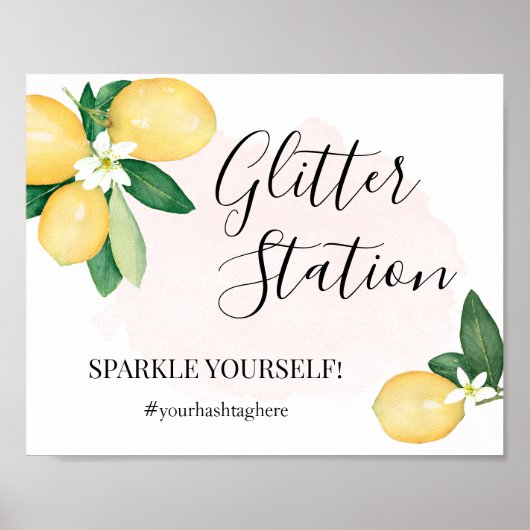 Glitter Station Citroenen Roze Bruiloft Sign Poster (Voorkant)