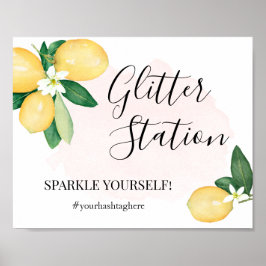 Glitter Station Citroenen Roze Bruiloftssalon Bord Poster