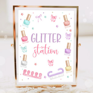 Glitter Station Mani-Pedi Feestje Manicure Pedicur Poster