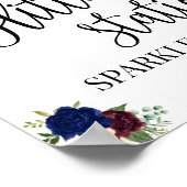 Glitter station sign navy boho chic vrijgezellenfe poster (Hoek)