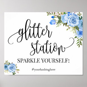 Glitter Station tekent blauw boho chic Vrijgezelle Poster