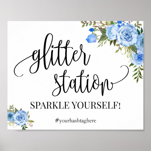 Glitter Station tekent blauw boho chic Vrijgezelle Poster (Voorkant)