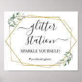 Glitter stationsbord groen goud bruidsfeest poster (Voorkant)