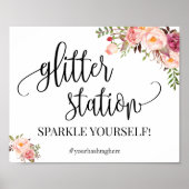 Glitter stationschild pink boho chic bruiloftsfees poster (Voorkant)