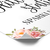 Glitter stationschild roze boho chic bruiloftsfees poster (Hoek)