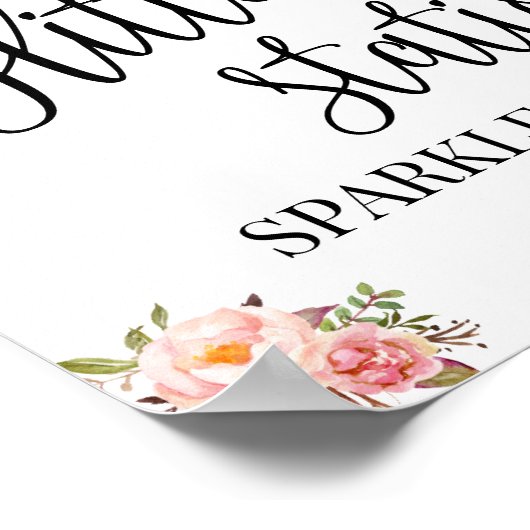 Glitter stationschild roze boho chic bruiloftsfees poster (Hoek)