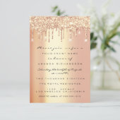 Glitter Stationt Coral Gold Bridal Sweet 16th Kaart (Staand voorkant)
