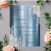 Glitter steekt blauw metallisch bat Mitzvah af Kaart