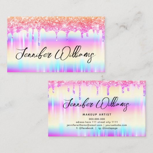 Glitter steekt een moderne artistieke kleurrijke g visitekaartje (Voorkant / Achterkant)