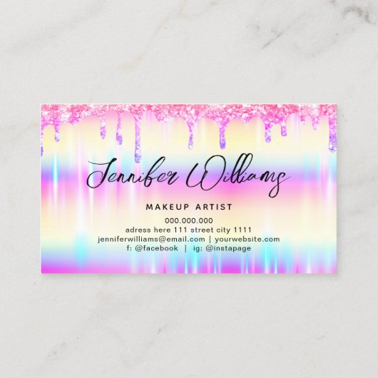 Glitter steekt een moderne artistieke kleurrijke g visitekaartje (Achterkant)