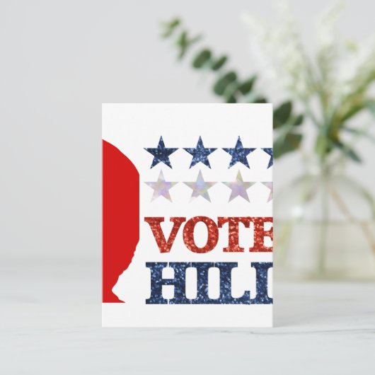 glitter stemhillary briefkaart (Staand voorkant)