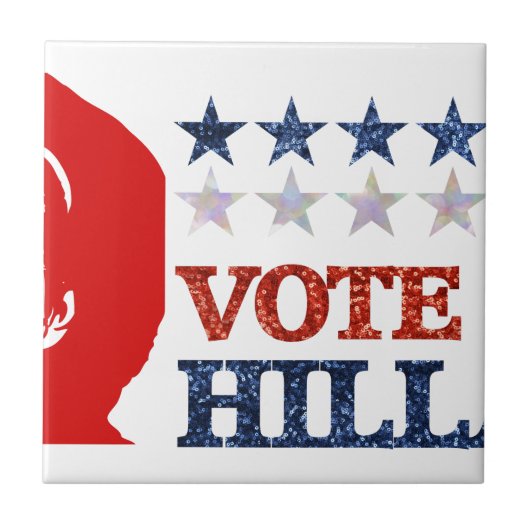 glitter stemhillary tegeltje (Voorkant)