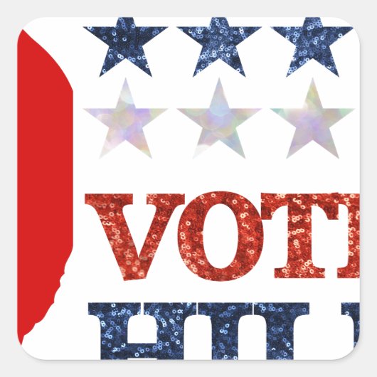 glitter stemhillary vierkante sticker (Voorkant)