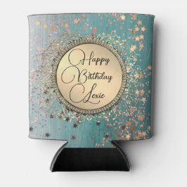 Glitter Sterren op Blauw Blauwgroen Verjaardag Gep Blikjeskoeler