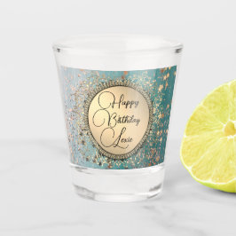 Glitter Sterren op Blauw Blauwgroen Verjaardag Gep Shot Glas