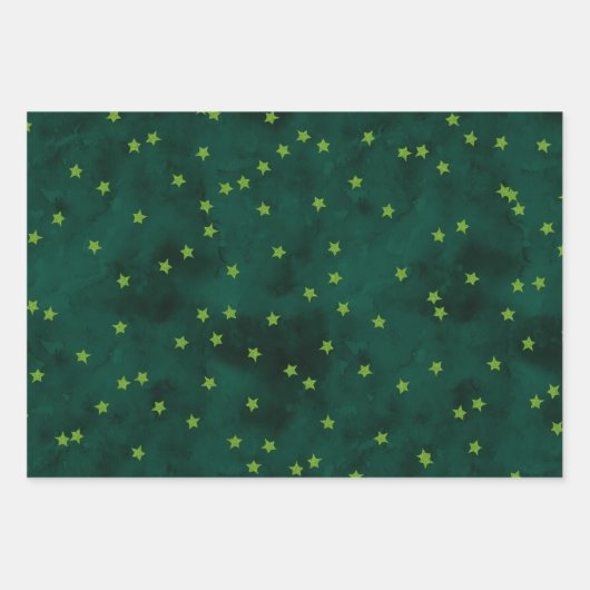 Glitter sterren op grijspapier inpakpapier vel (Voorkant 3)